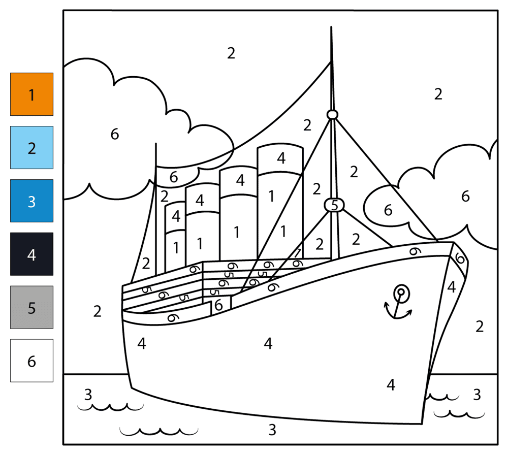 Titanic Color By Number Coloring Page Md Coloring Page — Free Printable — free printable coloring page